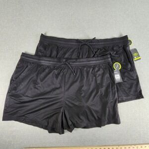 Lot 2 NEW Athletic Works Womens Plus Size 3X Black Mesh Shorts 4" Inseam NWT